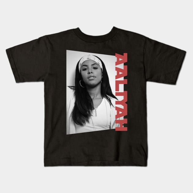 aaliyah classic portrait Kids T-Shirt by BUBBLEMOON